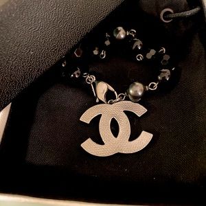 CHANEL | CC Black Bead & Pearl Bracelet